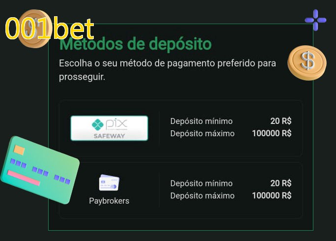 O cassino 001betbet oferece uma grande variedade de métodos de pagamento